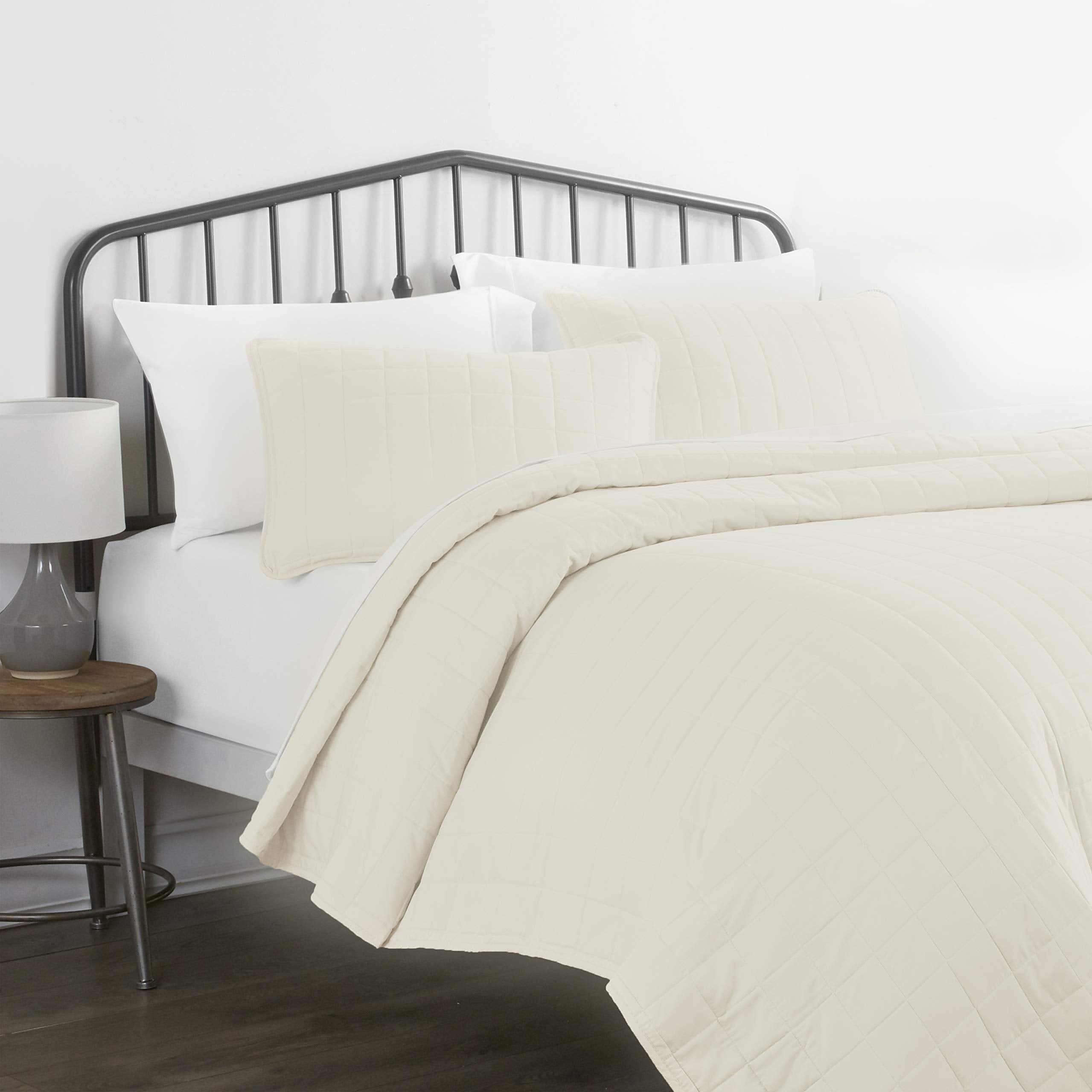 Linen Market 3 Piece Ivory Quilt California King Size Bed Set - A Lightweight Bedspread & Machine Washable Quilts - Includes Qui